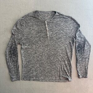 John varvatos Henley Shirt Large Men's Long Sleeve Heathered Gray Cotton Blend